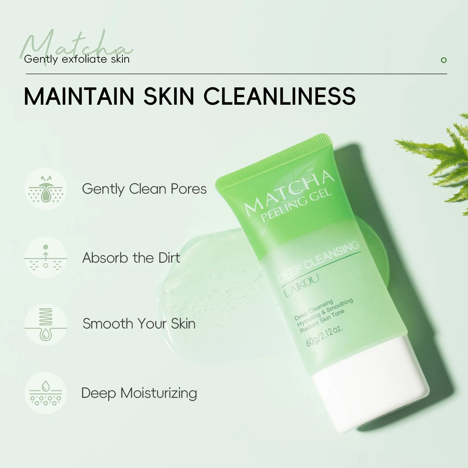LAIKOU Matcha Peeling Gel 60g – Exfoliating Facial Scrub Facial Peeling Gel Oasis Select