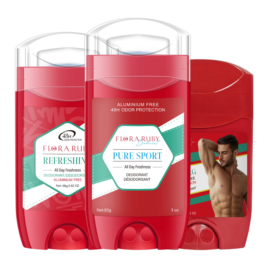 3PCS FLORA RUBY Men's Aluminum-Free Body Deodorant Stick, refreshing and moisturizing without being sticky, removes body odor Oasis Select Refreshing