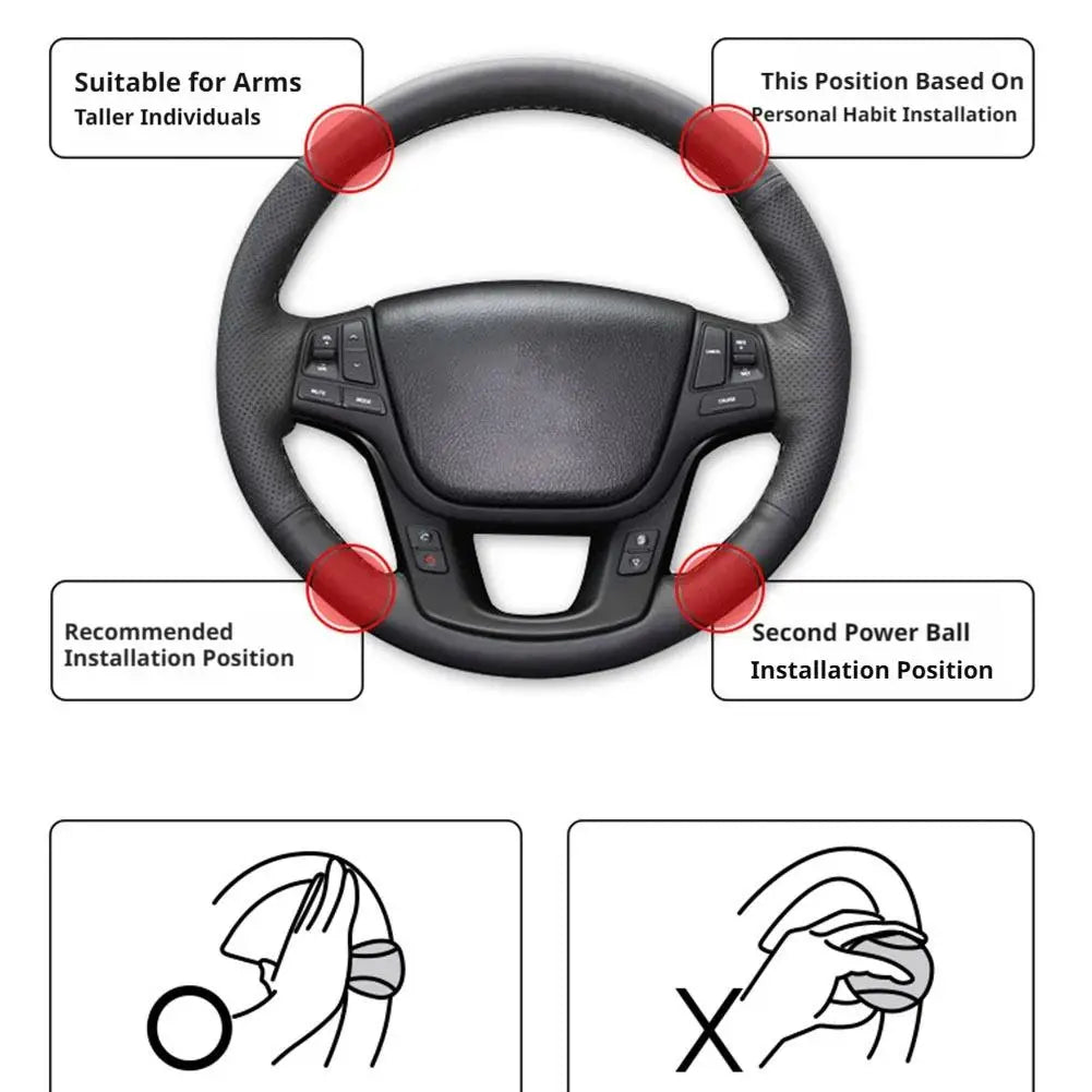 Turning Steering Wheel Booster Knob Non Slip 360° Smooth Rotation One-Hand Operation Metal Bearing Turning Helper Accessories Oasis Select