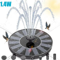 Outdoor Solar Fountain, Solar Water Fountain with 6 Nozzles Various Water Features and 4 Stabilizing Bar, DIY Garden Bird Bath Oasis Select 1.4W