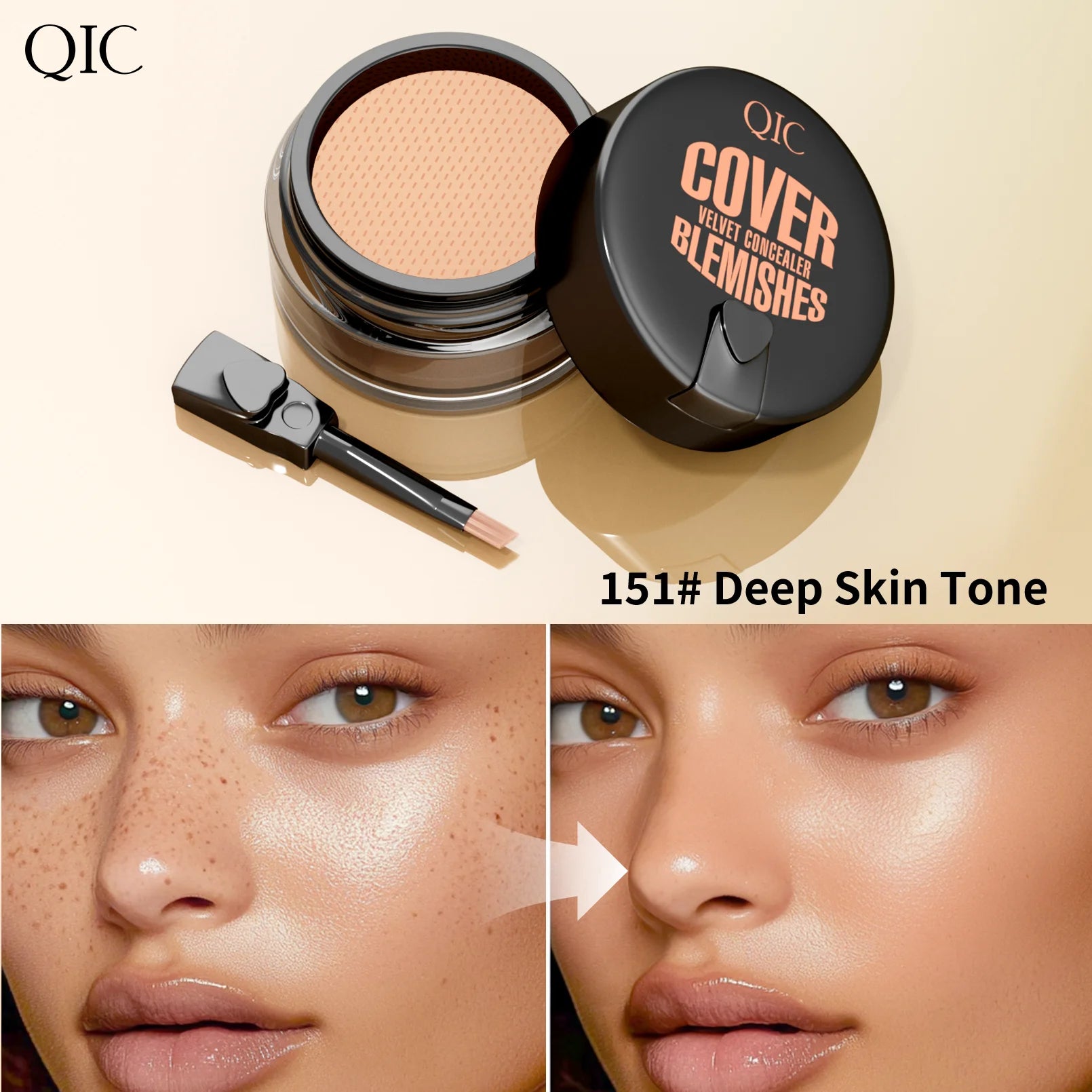QIC Full Coverage Waterproof Concealer Cream – All Skin Types