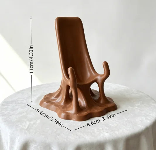 Melting Liquid Fluid Phone Stand 3D Printed Portable Desktop Cell Phone Holder Mobile Cradle Home Office Kawaii Table Decor Gift Oasis Select Melted matte brown