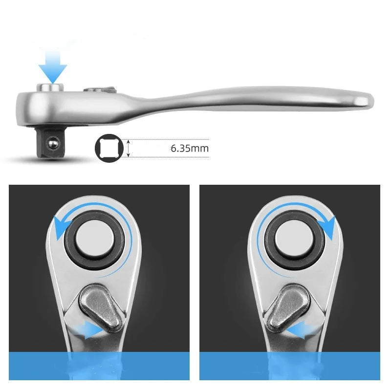 1Pcs Mini Double Headed Ratchet Wrench 1/4 Inch Drive Socket Screwdriver Bit Driver Quick Release Ratchet Wrench Hand Tools Oasis Select