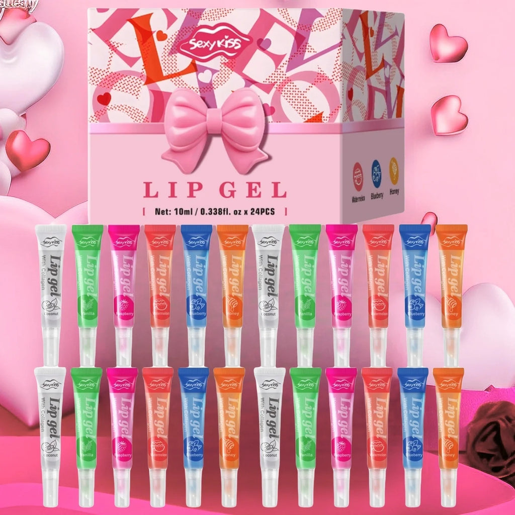 24PCS Luxury Gift Set Lip Balm Jelly Set Hydrating and Glossy for Dry Lips Valentine's Day Gifts Perfect Present for Oasis Select