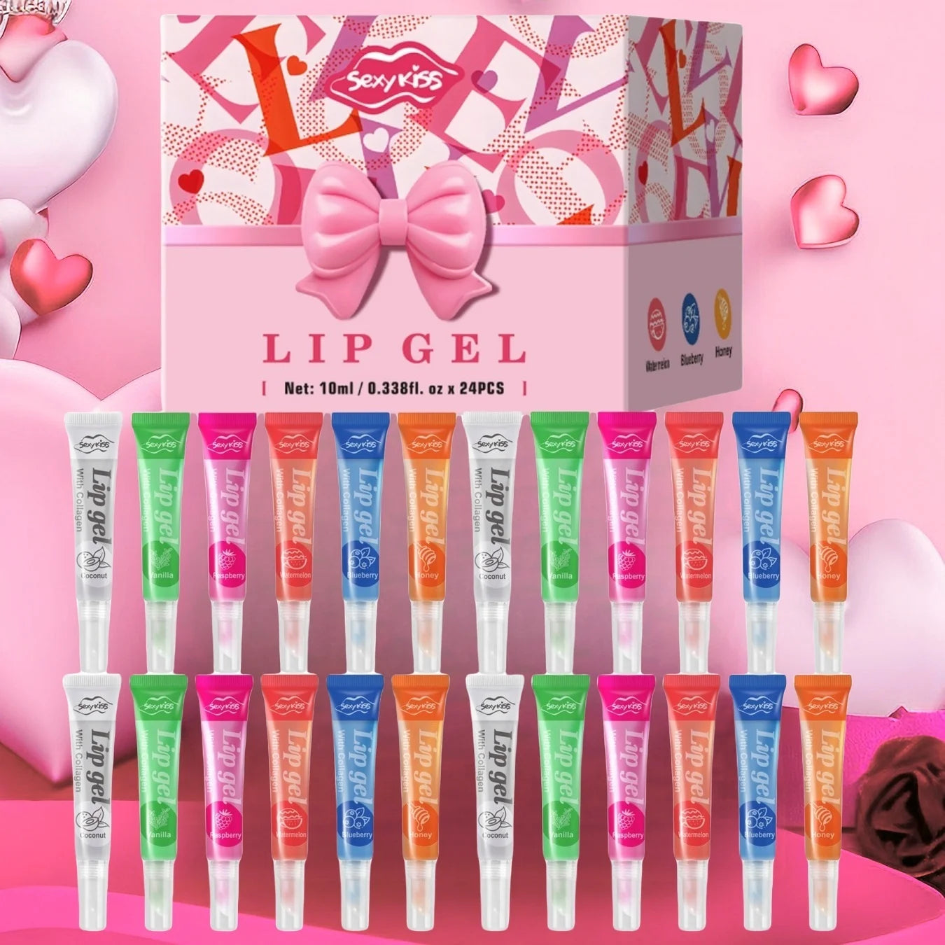 24PCS Luxury Gift Set Lip Balm Jelly Set Hydrating and Glossy for Dry Lips Valentine's Day Gifts Perfect Present for Oasis Select