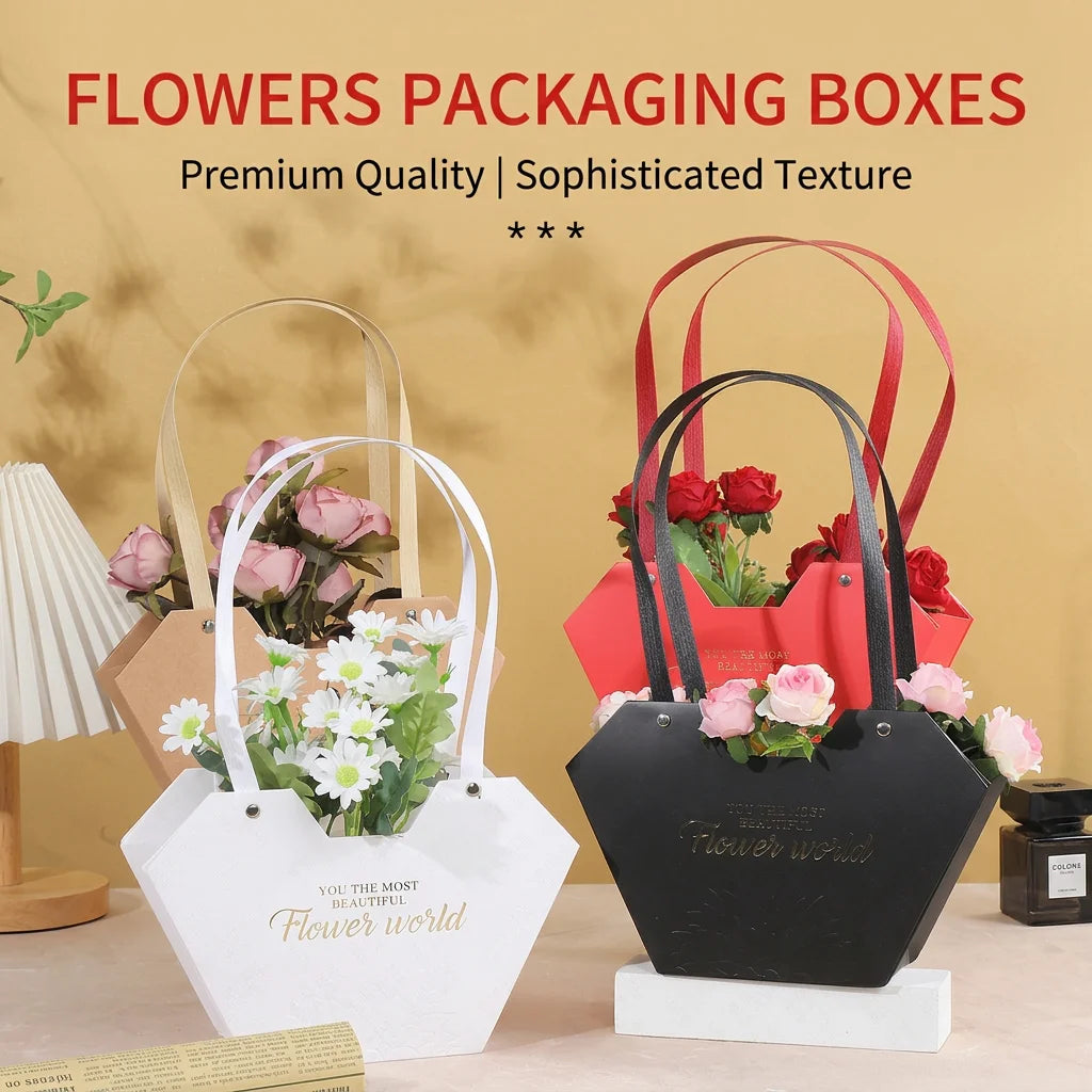 Heart-Shaped Paper Flower Gift Box with Handle | DIY Floral