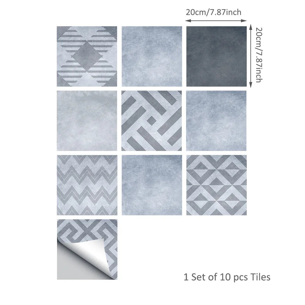 20*20cm Nordic Style Floor Tile Stickers Waterproof Anti-slip Wall Decals Home Decor for Bathroom Kitchen Oasis Select DB154 20 20CM 10PCS