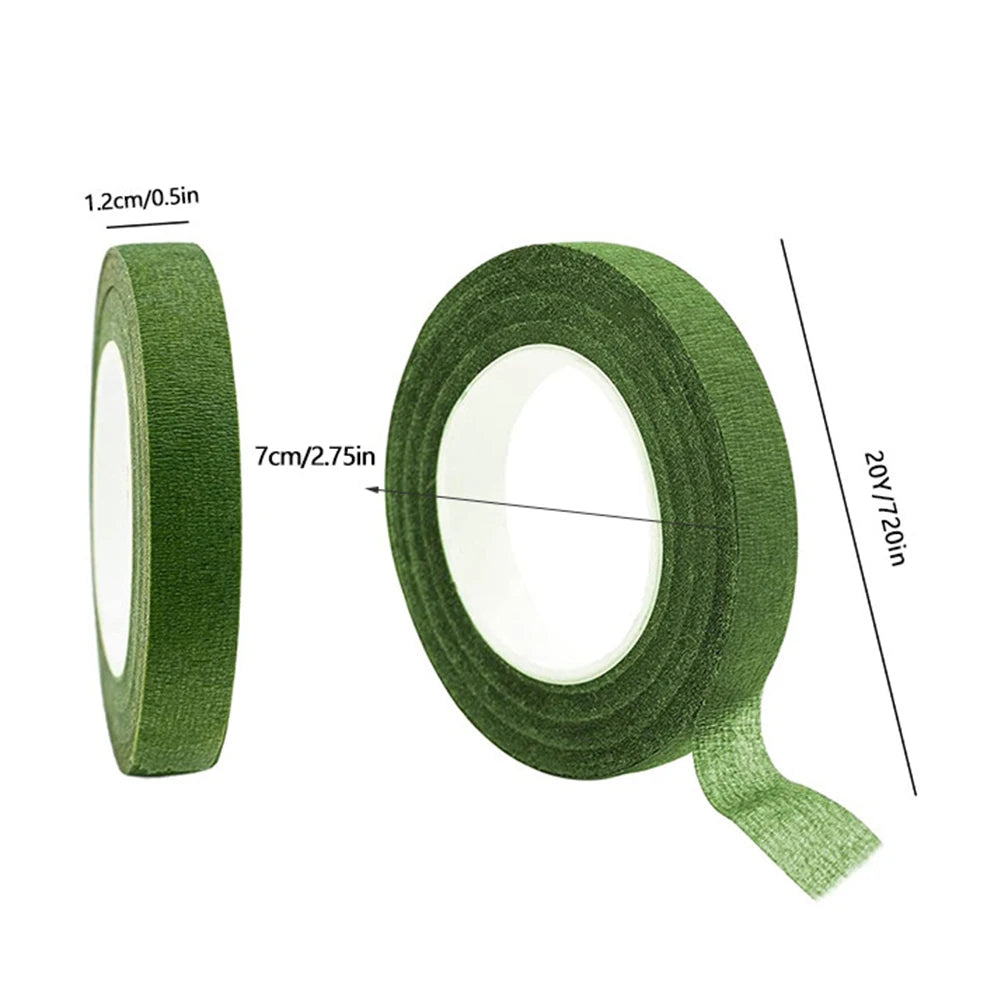 Dark Green Floral Stem Wrap Tape – 3-Roll Bouquet Pack