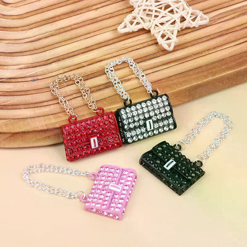 Fashion Creative Doll House Mini Metal Chain Bag Pendulum Doll Bag Miniature Shopping Handbag Clothing Accessories Oasis Select