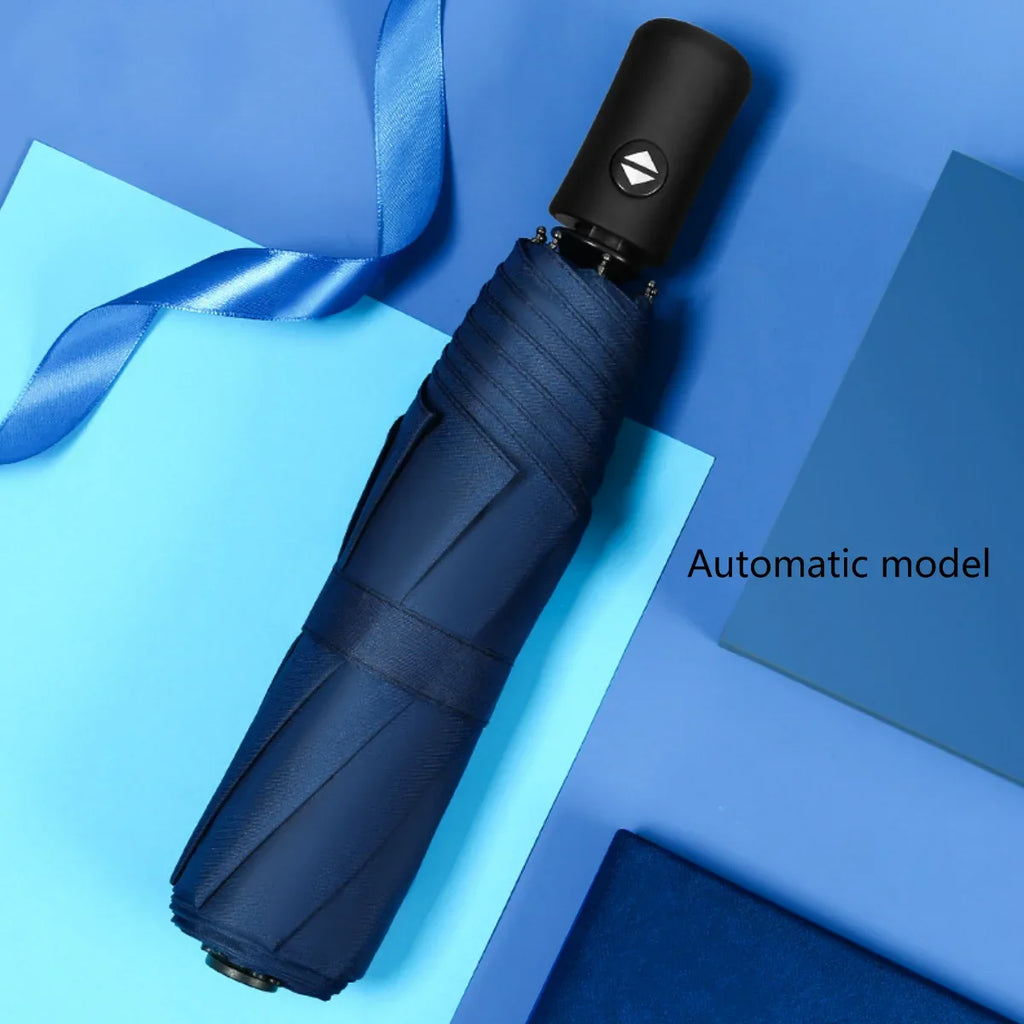 Solid Color Fully Automatic Opening And Closing Sunshade Umbrella Large Travel Umbrella Windproof And Waterproof Umbrella. Oasis Select Blue-1pcs 8K full-fiber