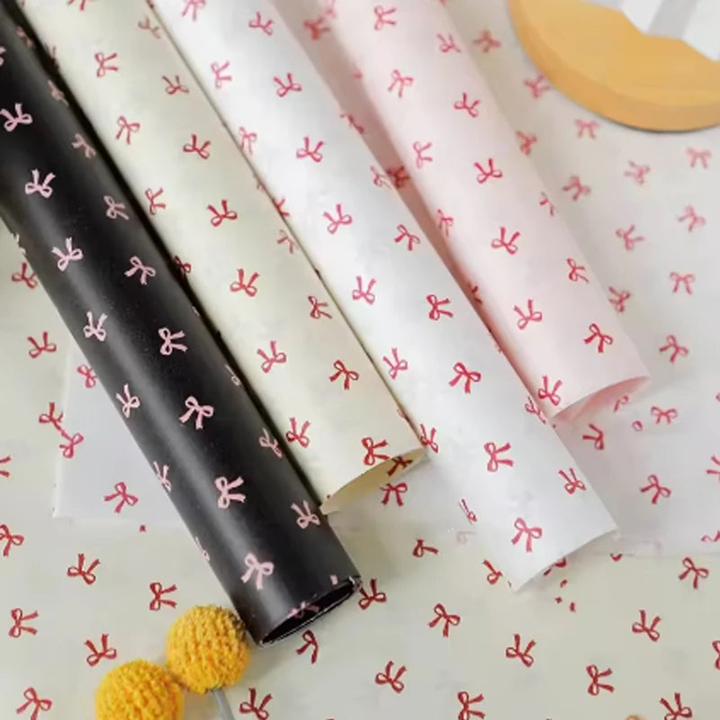 20-Sheet Floral Bow Wrapping Paper 50x70cm | Korean Gift Tissue