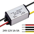 DC 24v to 12v 1A-5A Reducer Regulator Step Down Converter Power Supply Adapter for Solar System Auto Car Truck Vehicle Boat Oasis Select 24V 12V 1A