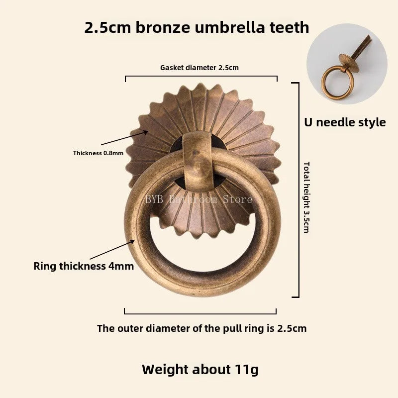 Antique Style Pure Brass Ring Pull for Cupboard Cabinet Drawer Rings Pulls Knob with Screws Vintage Furniture Hardware Oasis Select T2202-2.5cm 3