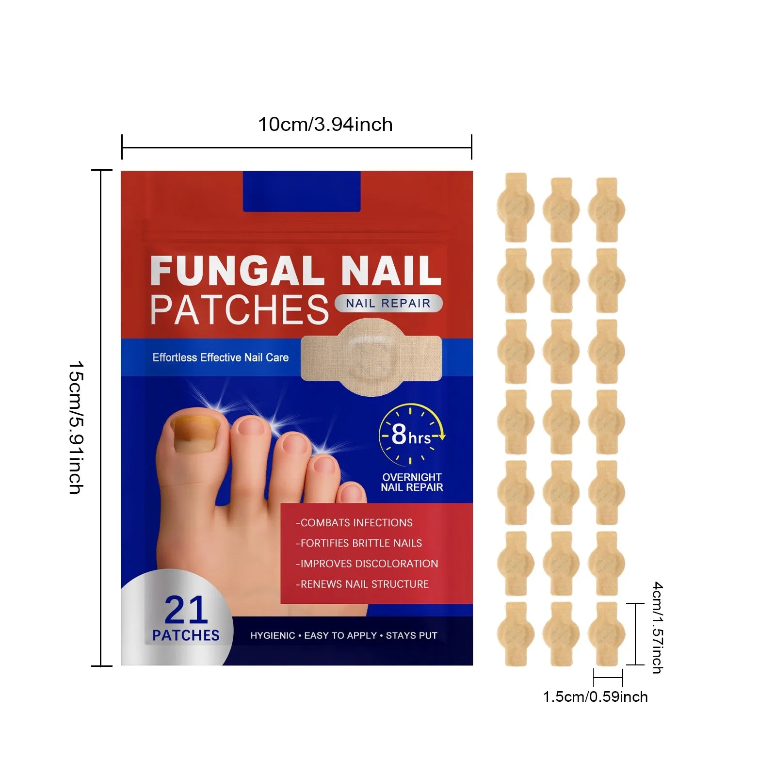 21pcs Fungal Nail Patches Gently Repair Nails Ingrown Correction Sticker Discolored Damaged Nail Foot Care Tool Oasis Select