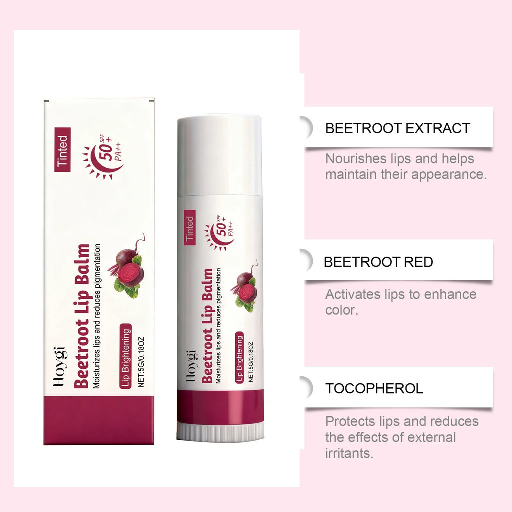 Sun Protective Lip Balm SPF50+ Nourishing Beetroot Brightening Ceramide Kojic Acid Moisturizing Fade Lip Lines Lipstick For Lips Oasis Select
