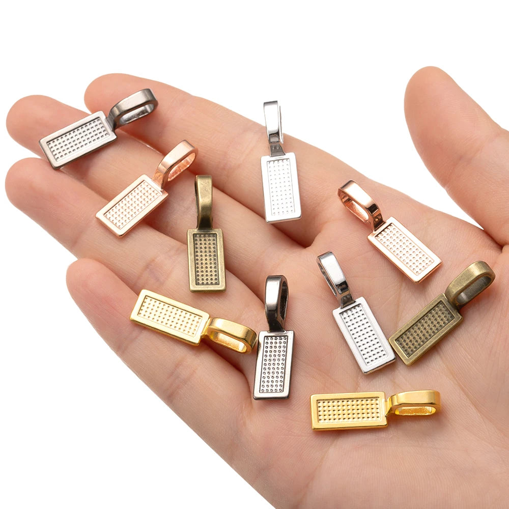 20/50pcs Spoon Glue-on Flat Pad Pendant Bail Oval Scrabble Linking Charm Bails Charm Connector Hangers for DIY Jewelry Making Oasis Select