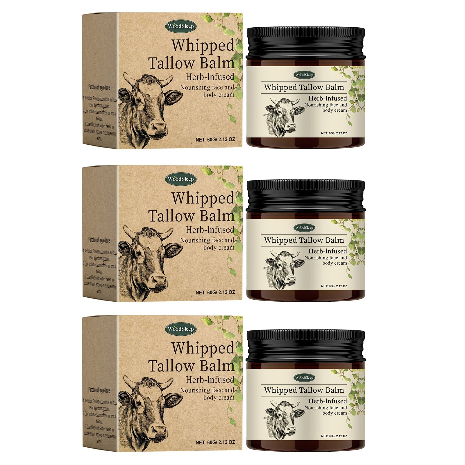 WOODSLEEP Whipped Tallow Balm – Face & Body Moisturizer Whipped Tallow Balm Oasis Select Buy 1 Get 2 Free