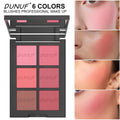 DUNUF 6-Color Blush Palette – Matte, Shimmer & Highlighter