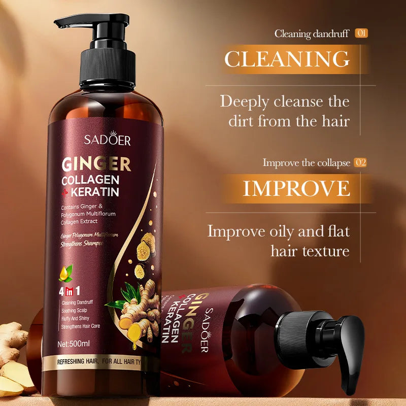 Ginger Polygonum Multiflorum Strengthening Shampoo 500ml Cleansing Hair Care Ends Oil Control Nourishing Hair Oasis Select