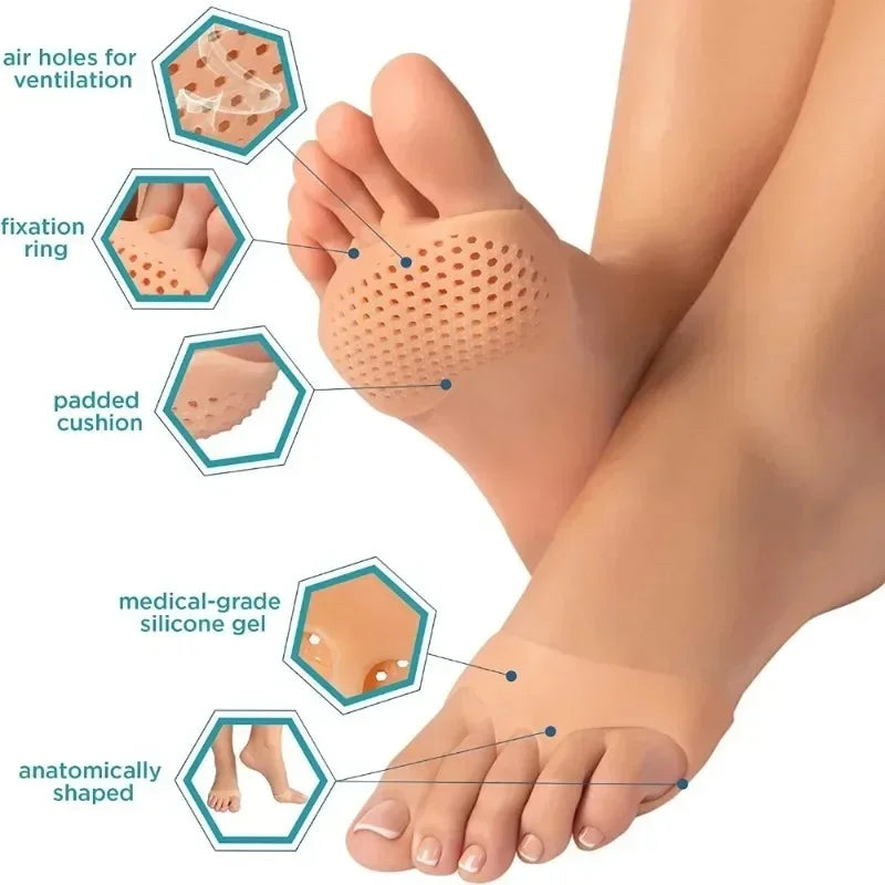 2pcs Silicone Metatarsal Pads Toe Separator Pain Relief Foot Pads Orthotics Foot Massage Insoles Forefoot Socks Foot Care Tool Oasis Select