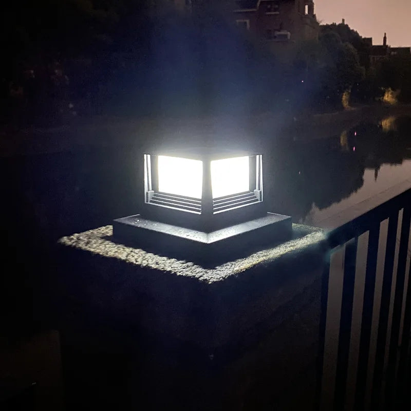 Outdoor Solar Column Head Lights - Square Wooden Post Cap Lamps for Garden Fence & Courtyard - Waterproof LED Yard Decor Oasis Select