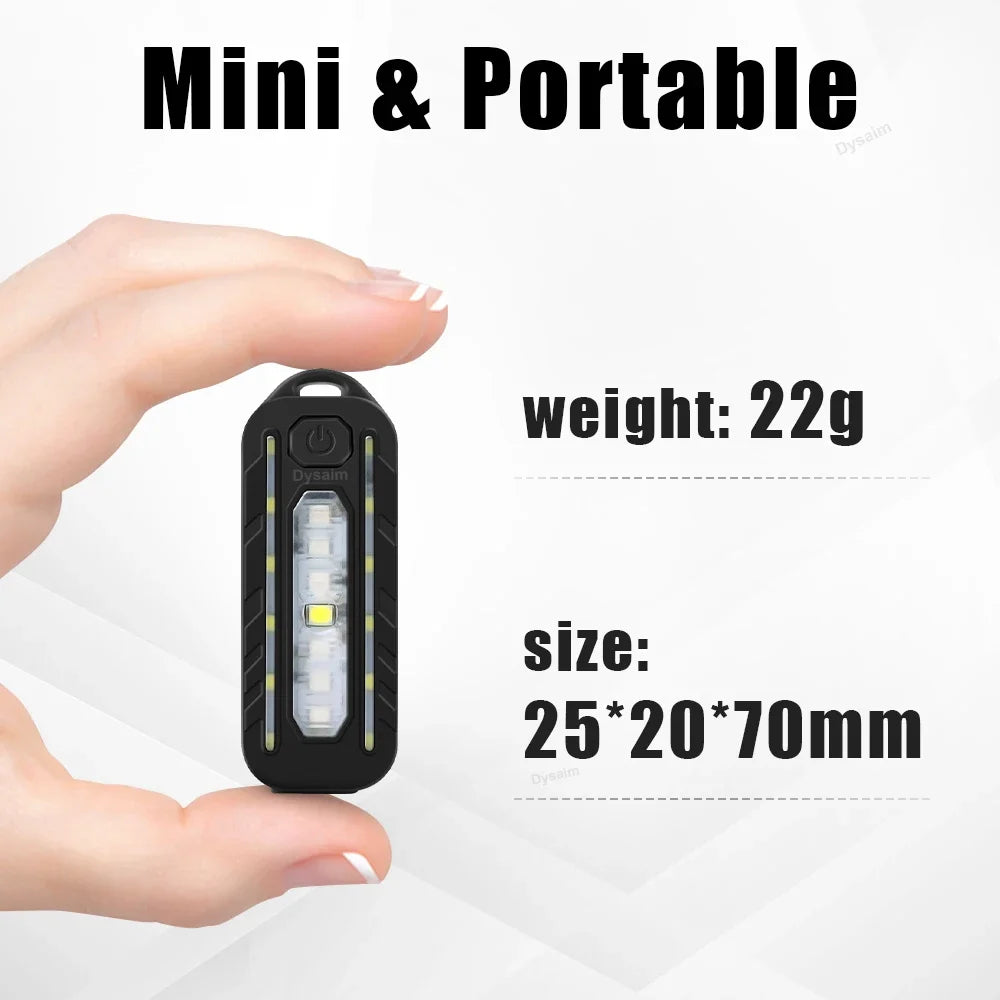 USB Rechargeable LED Flashlight Keychain Work Light with Shoulder Clip Police Warning Flashing Light Outdoor Lamp Oasis Select