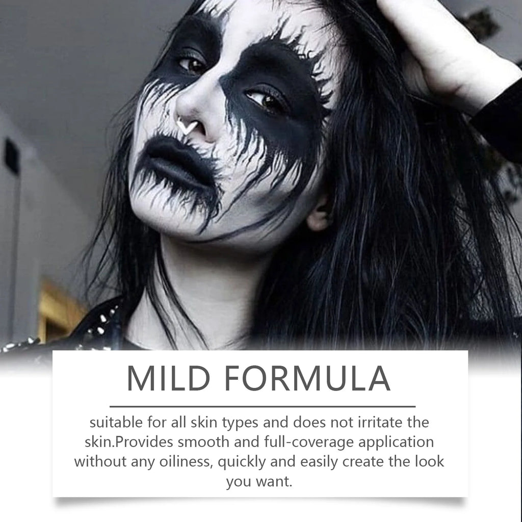 Halloween Party Liquid Face and Body Paint Black White High Coverage Long Lasting Color Vampire Makeup DIY for Paint Party 120ml Oasis Select