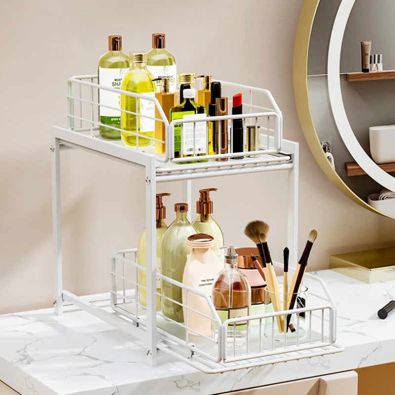 Toilet Bathroom Slide Drawer Basket Foldable Storage Basket Kitchen Cabinet Seasoning Bottle Jar Shelf Oasis Select