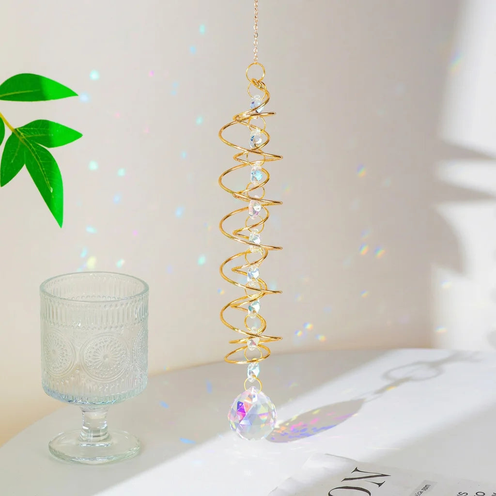 3D Spiral Crystal Suncatcher – Rainbow Maker Window Hanging