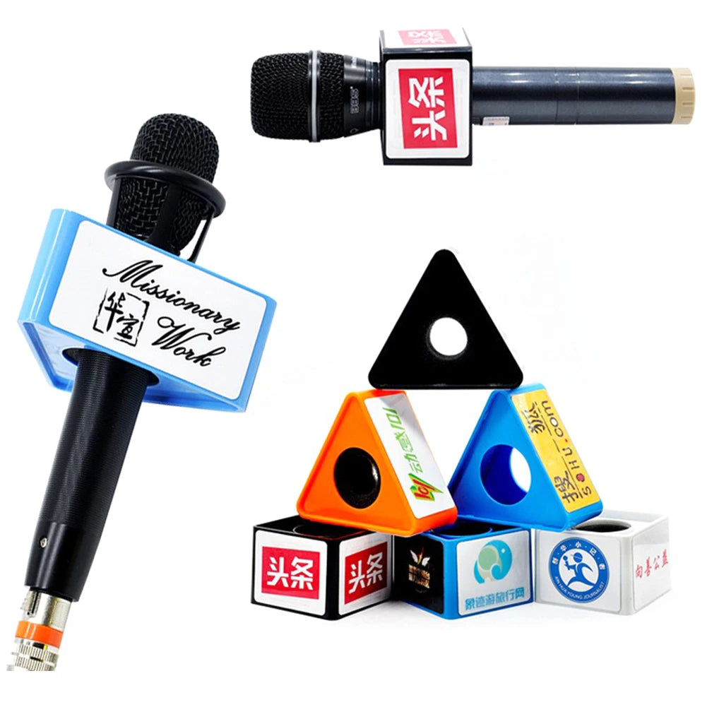 Interview Mic Flag Stand – ABS Logo Holder 38mm Square/Triangle