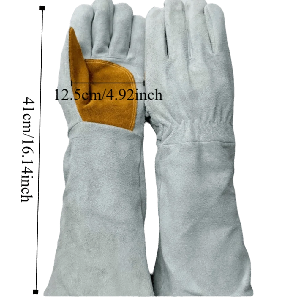 Soft Leather Heat Resistant Gloves Durable Thick Heat Insulation Welding Gloves Long Sleeve Cowhide Leather Gloves Oasis Select