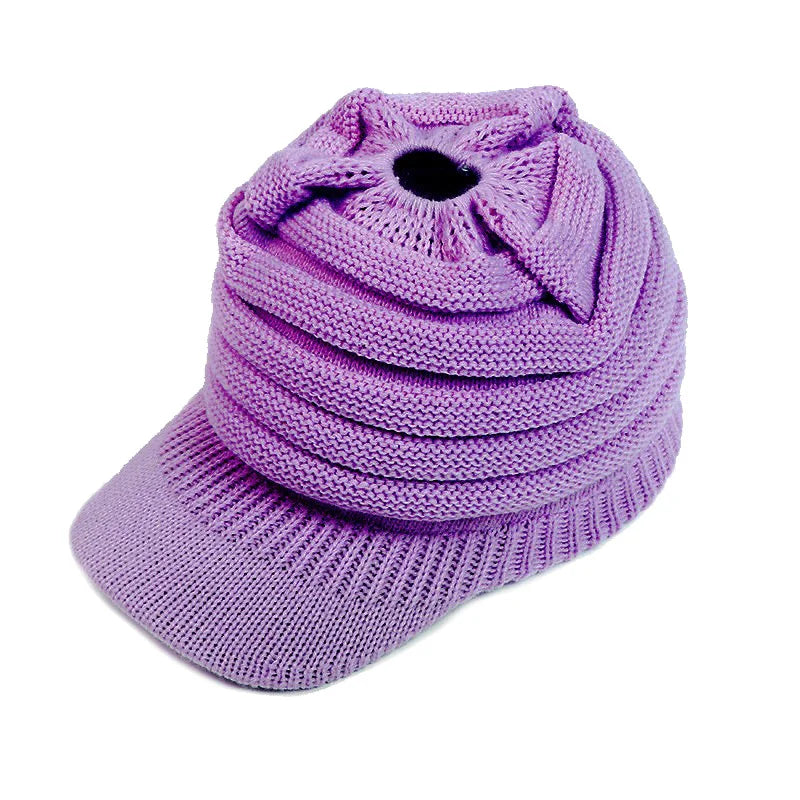 Classic European and American Knitted Hat Warm Knitted Hat Women's Empty Top Knitted Ponytail Hat Duck Tongue Winter Warmth Oasis Select 10