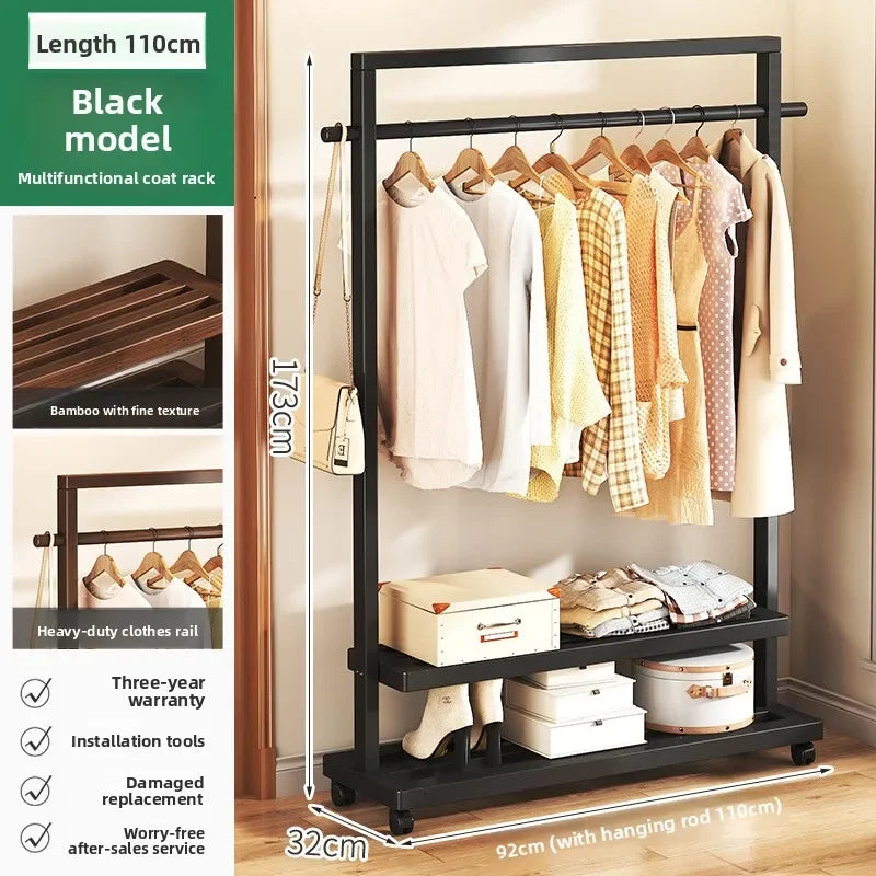 Multi-functional Hanging hanger Floor-to-ceiling bedroom coat rack Movable drying rack coat rack Oasis Select