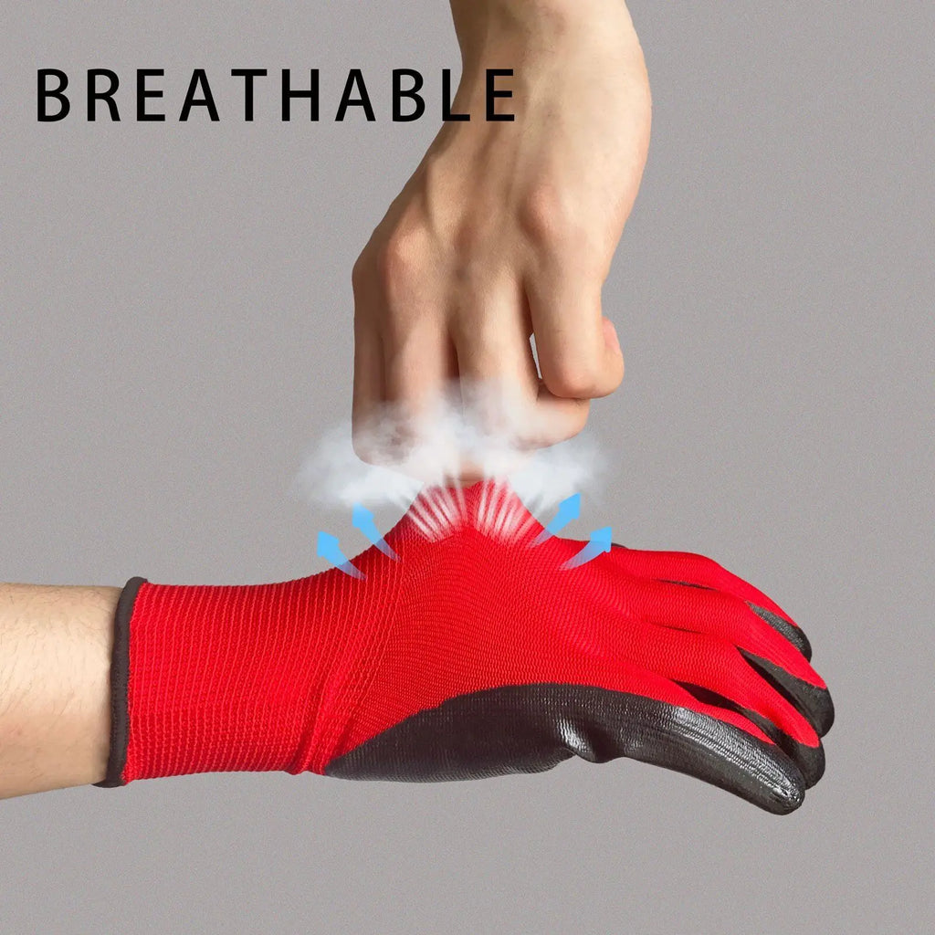 1pair Nylon Safety Working Gloves Premium Nitrile Coated Builders Excellent Grip Gardening Grip Industrial Protective Work Glove Oasis Select