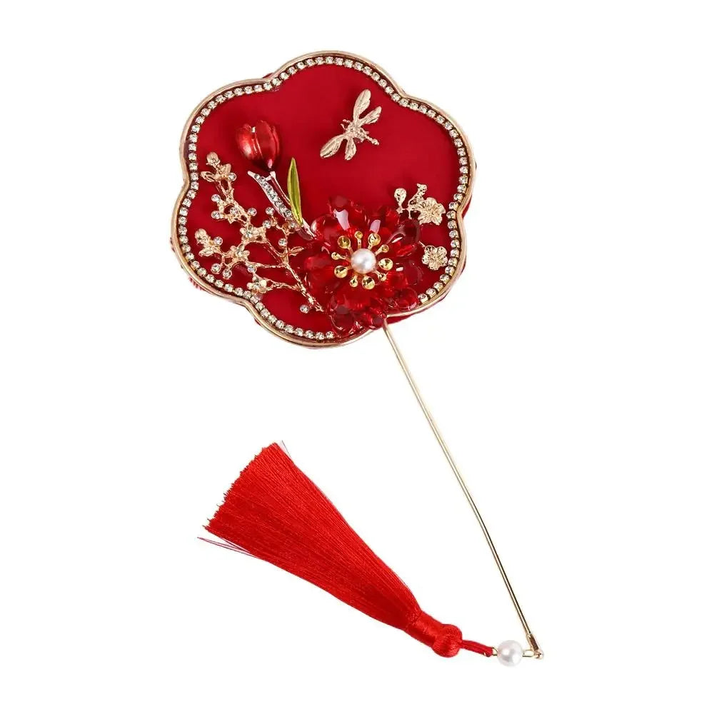 Chinese Style Mini Chinese Fan with Pendant Handheld Bridal Group Fan Tassels Vintage Chinese Silk Fan Chinese Wedding Oasis Select 6