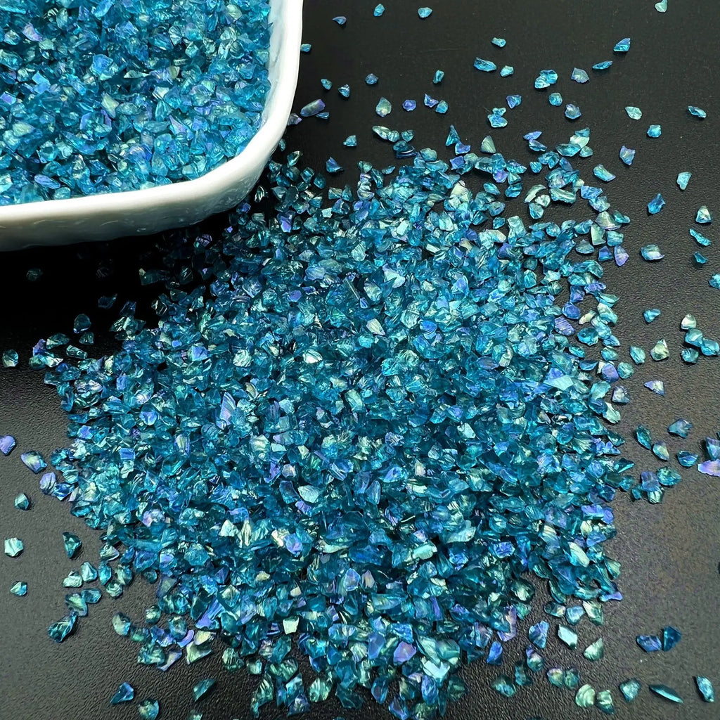 20g Glass Crushed Stone Irregularity Crystal Gravel Filling For DIY Epoxy Resin Mold Filler Crafts Decorative Nail Art Filler Oasis Select Peacock blue 20g