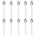 10Pcs of Ceramic Handle Tableware, Stainless Steel Spoon Set, Creative Pearl Shape Handle Soup Spoon Rice Spoon Kitchen Supplies Oasis Select 10pcs spoon