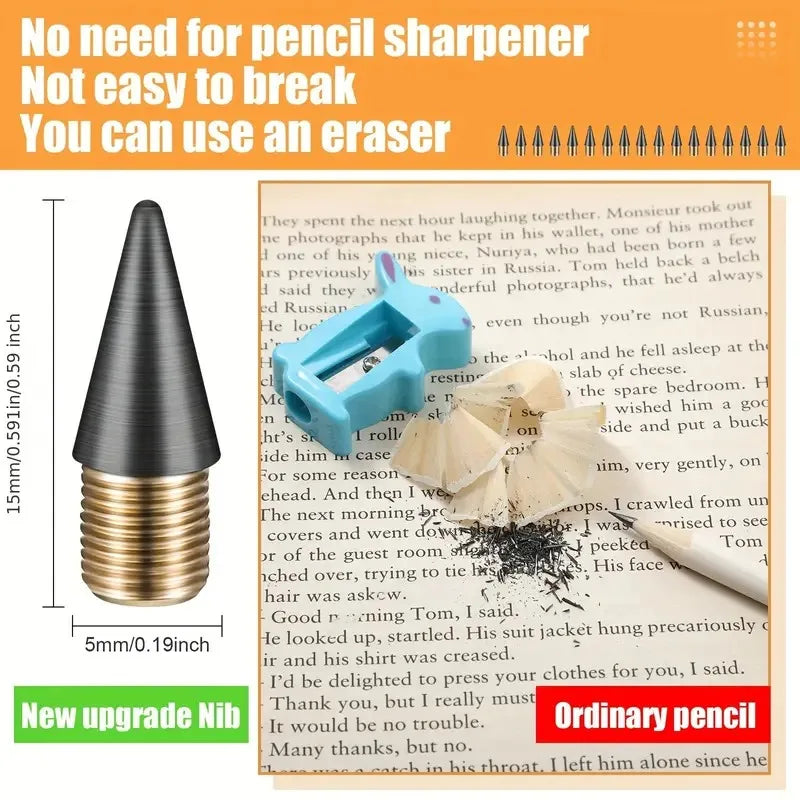 12/24pcs Permanent pencil replaceable refills Infinite pencil graphite nib metal nib inkless pencil eternal replacement head Oasis Select
