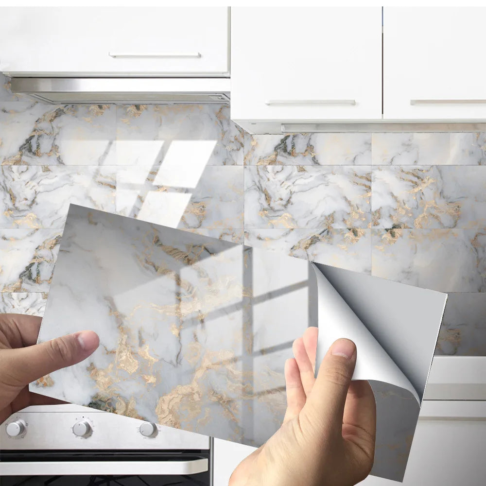 Imitation marble tiles are pasted with thickened film and decorated with crystal texture Sticker wall decor Oasis Select DLS035 30x15cm-32pcs