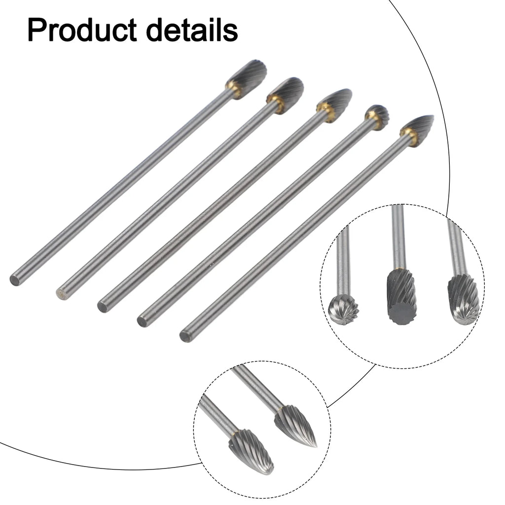 5pcs Rotary Rasp File Carving Grinder Abrasive Tools 3x6x100mm Long Single Cut For Solid Carbide Rotary Burrs Set Rotary Tools Oasis Select