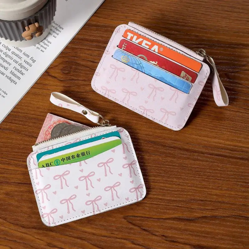 Bow Coin Purse & Card Holder – Slim PU Leather Women's Wallet
