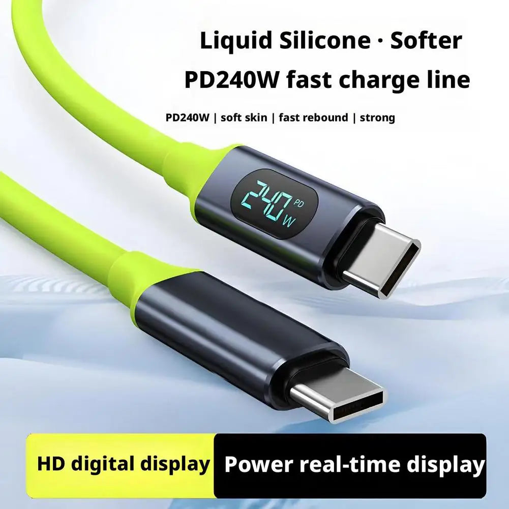 240W USB-C Fast Charging Cable with Digital Display – 1.5M