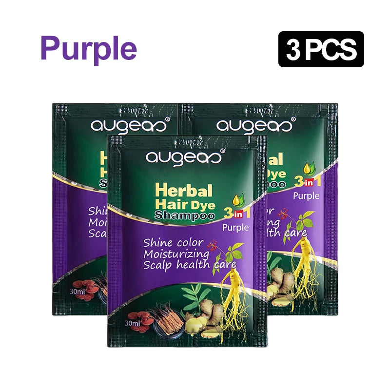 Natural Herbal Hair Dye Shampoo – Grey Coverage 30ml (3/5 Pack) Hair Dye Shampoo Oasis Select 3pcs purple China Mainland