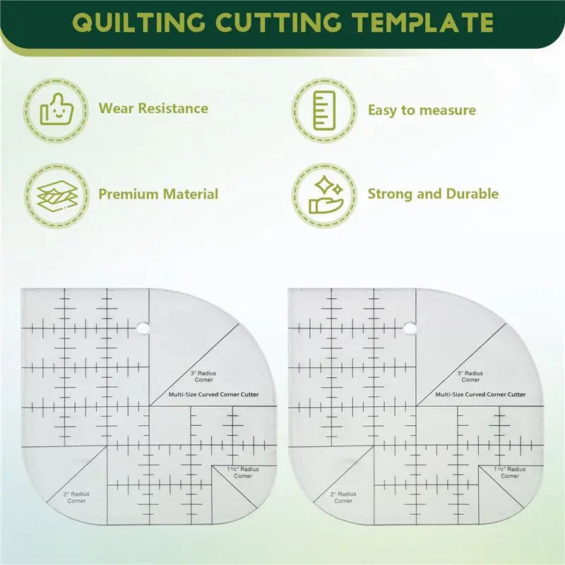LIKE WISH Creative Curved Corner Cutter Quilt Ruler,Acrylic Sewing Curved Corner Cutter Ruler, Sewing Template Patchwork Tool,2P Oasis Select