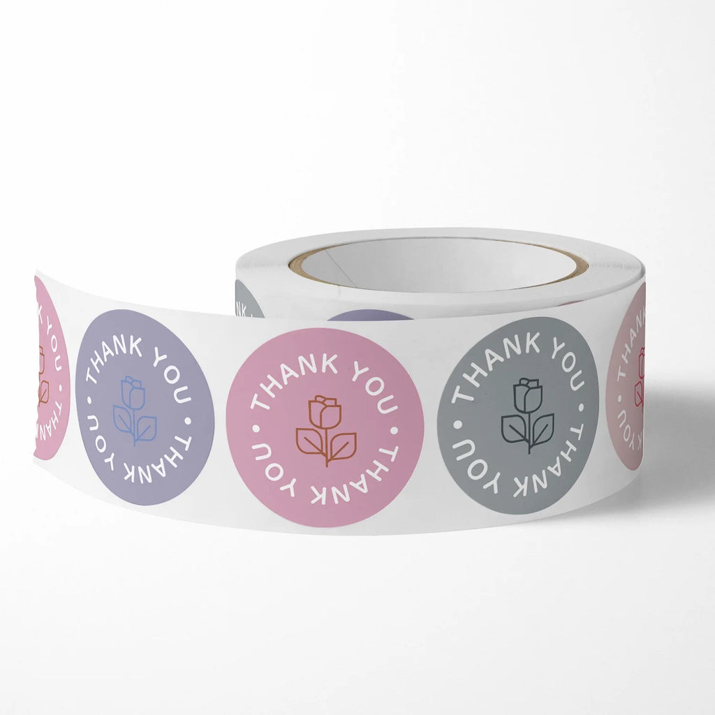 500pcs/roll Rose Sticker Thank You, Sticker Label Gift Gift Wrap Box Seal Sticker Oasis Select