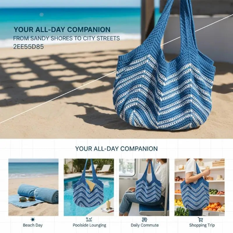 Versatile Knitted For Women Casual Summer Commuting Weaving Beach Holiday Style Soft Shoulder Bag Tote Shopper Bag Oasis Select