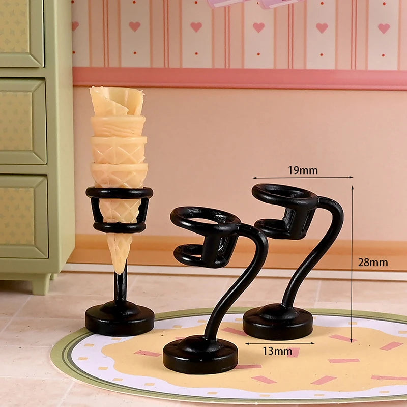 Dollhouse Miniature Ice Cream Stand Ice Cream Cone Holder Model Decor Toy Doll House Accessories Oasis Select