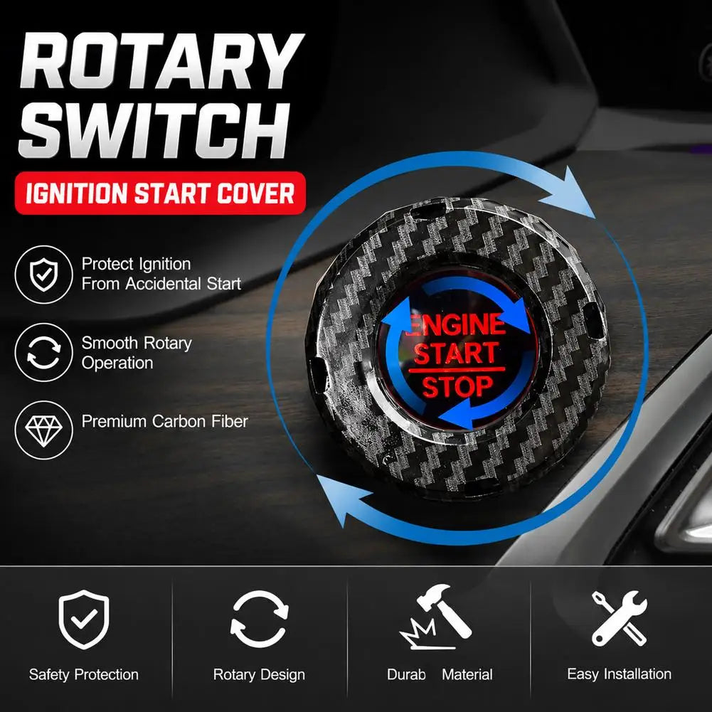 Universal Car Start Stop Button Cover Ring – ABS Black Trim