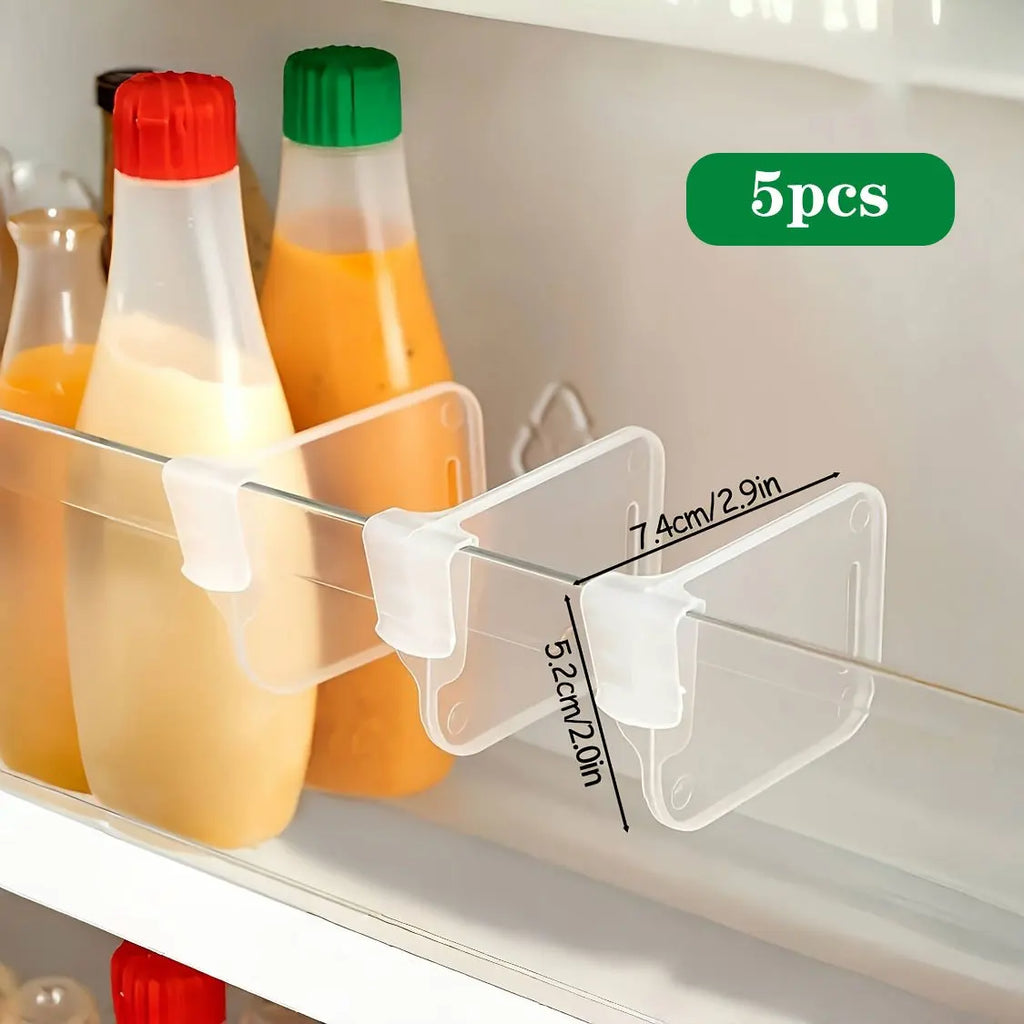 5 10 15 20PCS Sturdy Clear Refrigerator Organizer Dividers Adjustable Fridge Storage Kitchen Cabinets Space Saving Compartments Oasis Select 5pcs