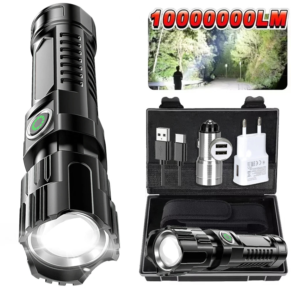 Ultra Bright Zoomable LED Flashlight,Rechargeable 3 Lighting Modes Portable High Lumens Outdoor Camping Fishing Emergency Hiking Oasis Select set